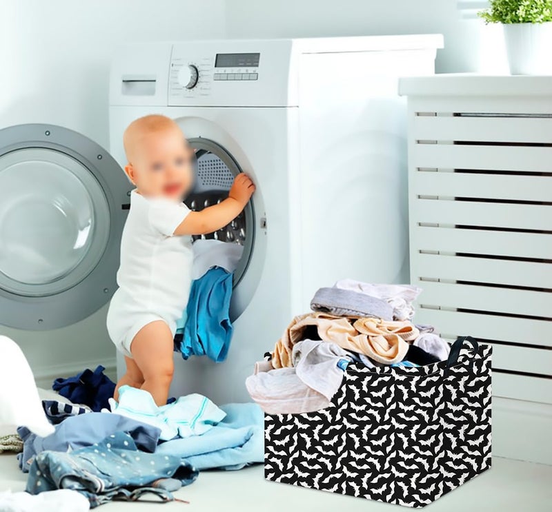 CLOCOR Rectangular Storage Basket Empty,Gift Basket,Waterproof Storage Bin with Handles,Room Decor(Unique Bat) - Image 4